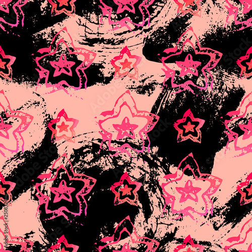 Seamless pattern with textured flowers