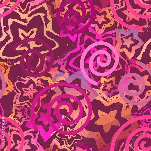 Seamless pattern with textured flowers