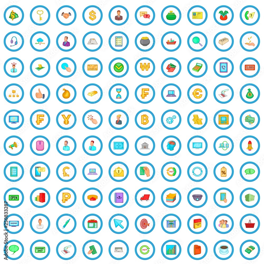 100 business day icons set in cartoon style for any design vector illustration 100 business day icons set in cartoon style for any design vector illustration