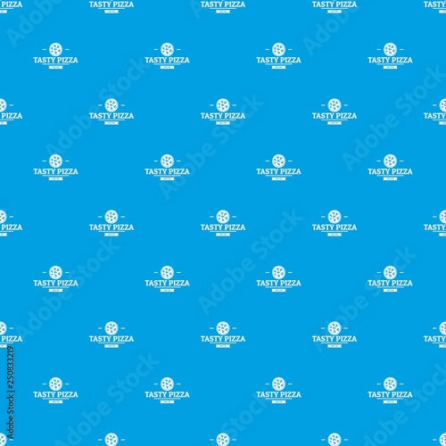 Pizza meat pattern vector seamless blue repeat for any use