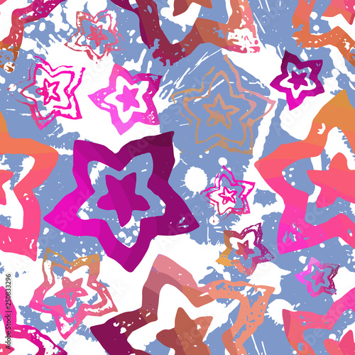 Seamless pattern with textured flowers