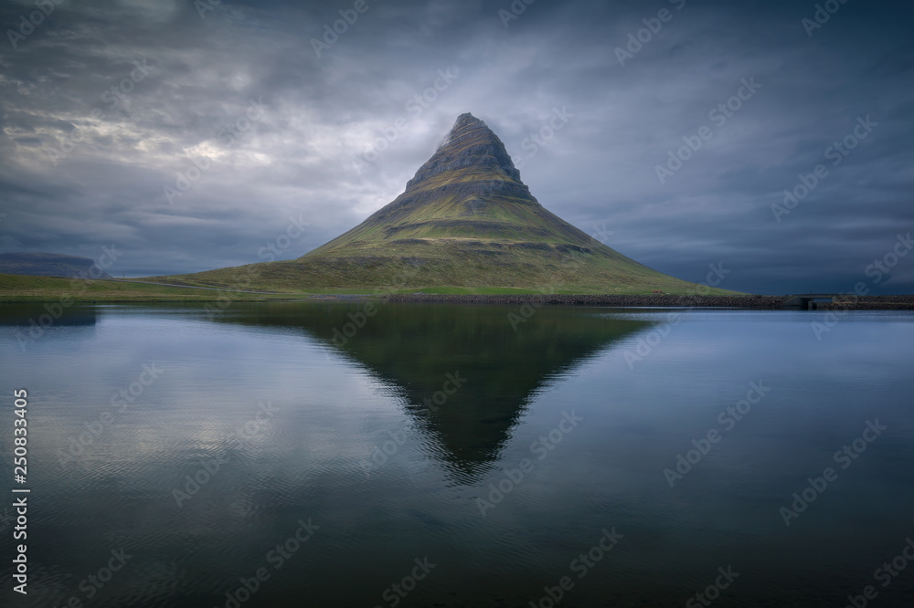 Famous Kirkjufell mountain on north coast of Snaefellsnes peninsula in Iceland