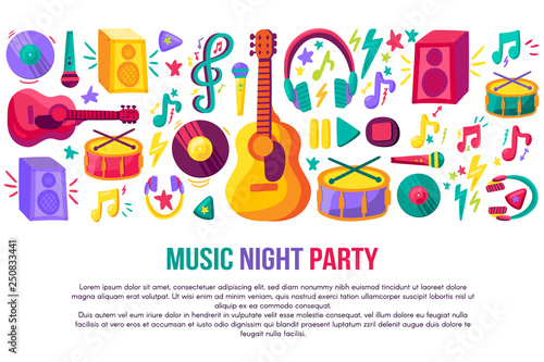Music night party invitation poster vector template
