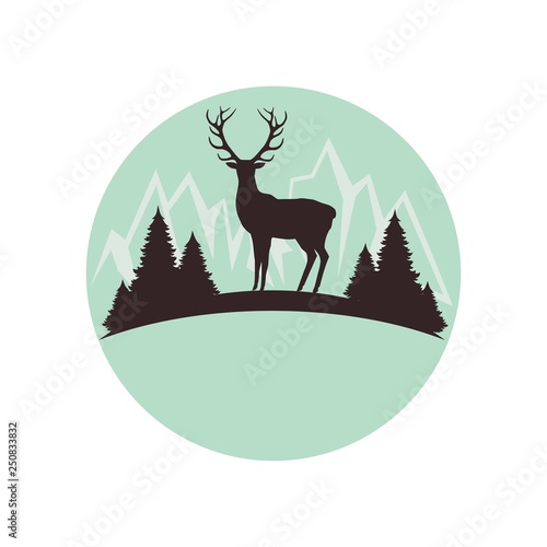 Silhouette of a deer with horns