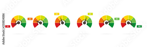 Scale from red to green with arrow in flat style, infographic element