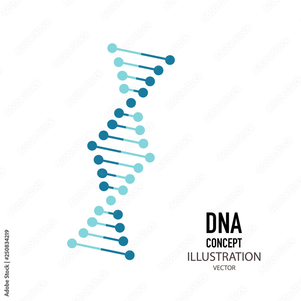 DNA simbol in flat style, on a white background DNA simbol in flat style, on a white background