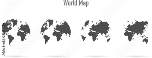 Set globe icon, world map in flat style, vector #250834260