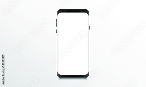 smartphone with blank screen isolated on white