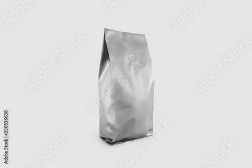 Realistic Coffee Bag mockup isolated on white background. Front and side view. Easy to use for your design, presentation. 3D rendering.
