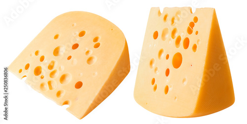 Blocks of cheese isolated on white background with clipping path
