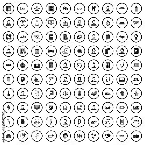 100 fellow worker icons set in simple style for any design vector illustration