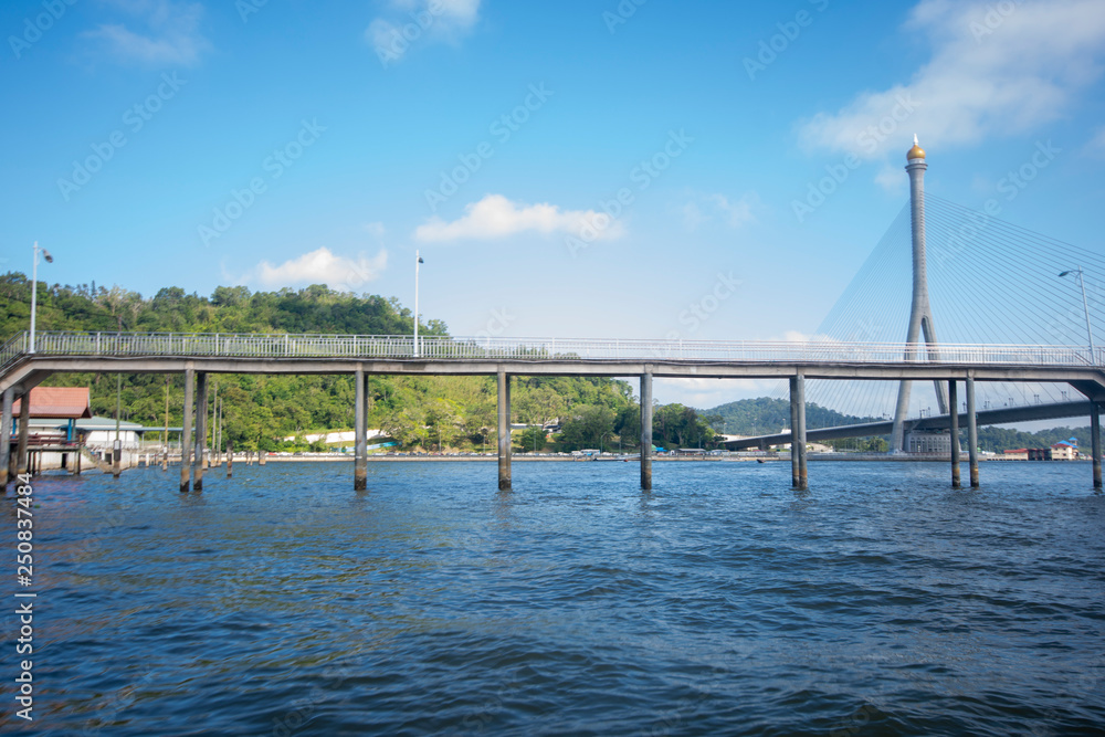 Bridge at the river village of Kampong Ayer in Bandar Seri Begawan, Brunei.