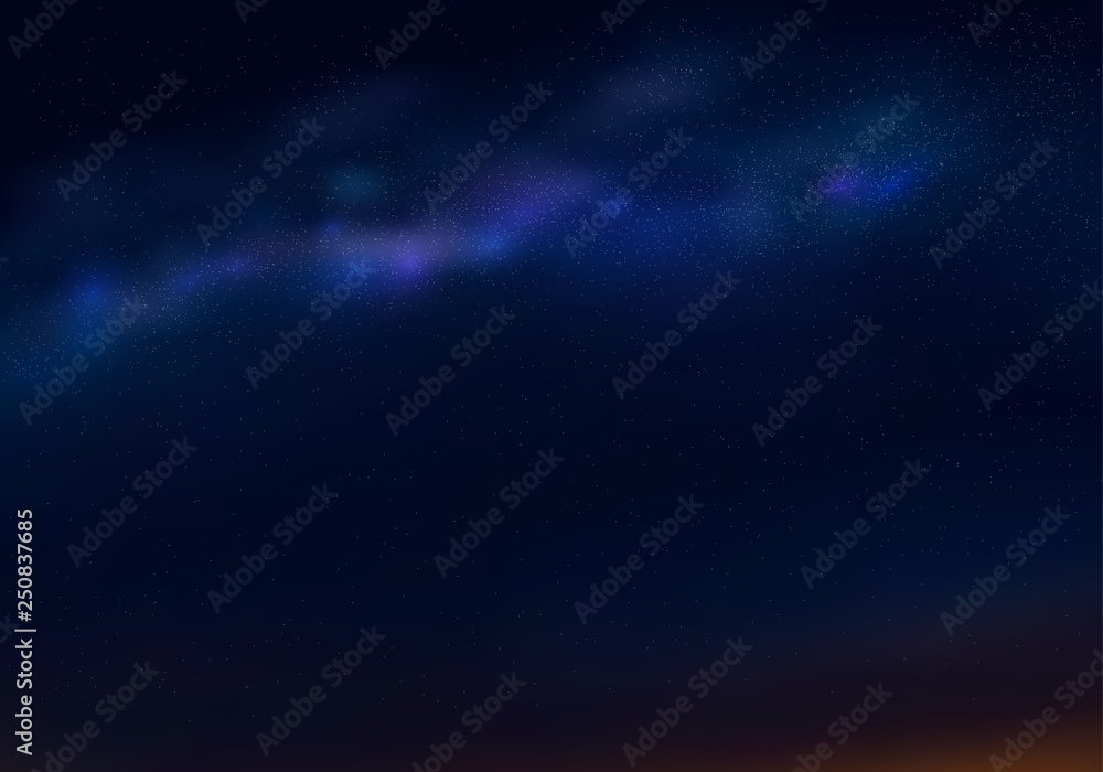 Obraz premium Illustration of outer space and Milky Way. Night sky and stars. Abstract background. Vector