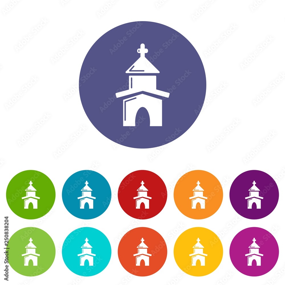 Church icons color set vector for any web design on white background