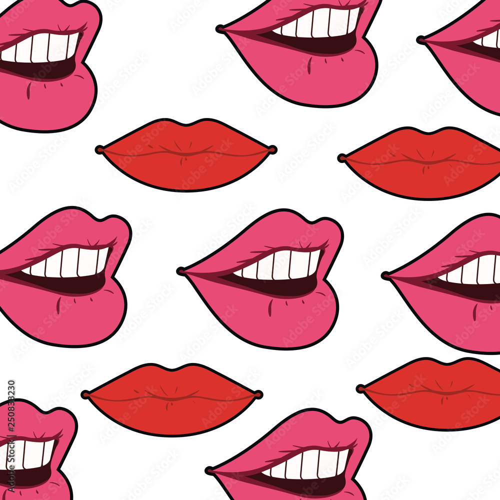 pattern female mouth pop art style pattern female mouth pop art style
