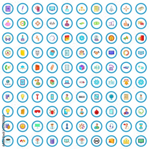 100 business process icons set in cartoon style for any design vector illustration