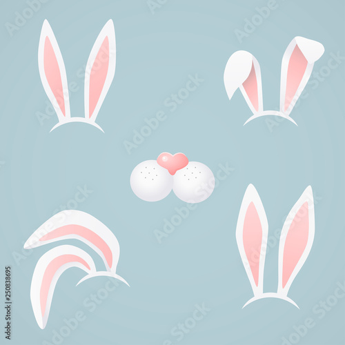 Bunny body elements, parts. Vector art. Easter rabbit. 