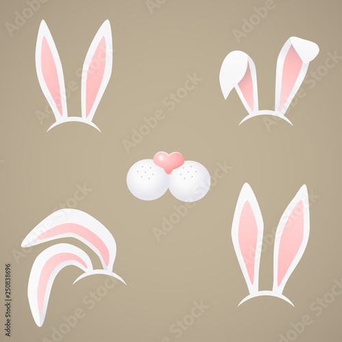 Bunny body parts, elements. Vector art. Easter rabbit. 