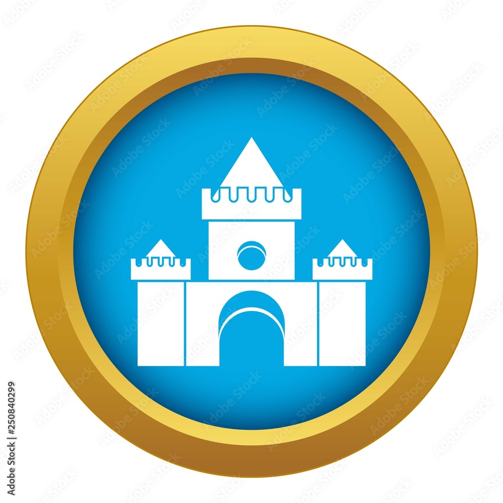 Fairytale castle icon blue vector isolated on white background for any design Fairytale castle icon blue vector isolated on white background for any design