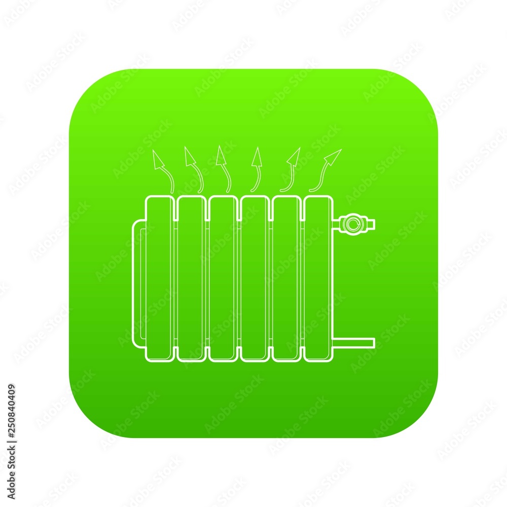 Heating battery icon green vector isolated on white background Heating battery icon green vector isolated on white background