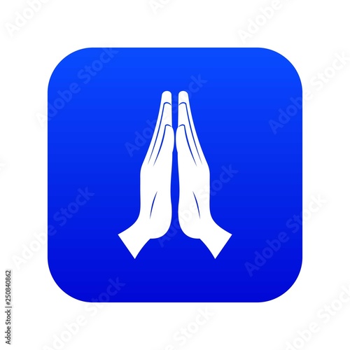 Prayer icon digital blue for any design isolated on white vector illustration