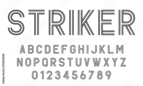 Set of alphabets fonts letters and numbers modern abstract design with lines vector illustration
