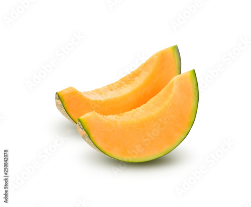 Fresh melon sliced on white background