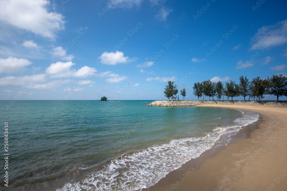 Beautiful Scene of Jerudong Beach with blue sky