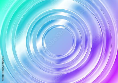 Blue and pink glossy circles abstract tech background