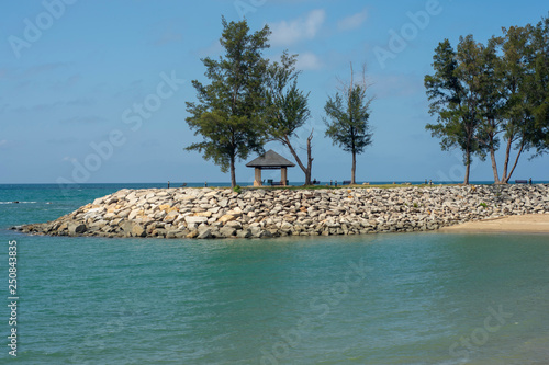 Beautiful Scene of Jerudong Beach with blue sky photo