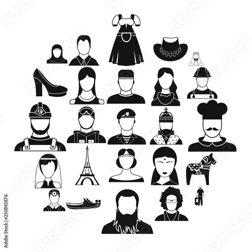 Townsman icons set. Simple set of 25 townsman vector icons for web isolated on white background