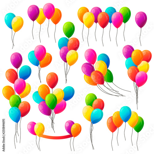 Big set of colorful round vector kids balloons.