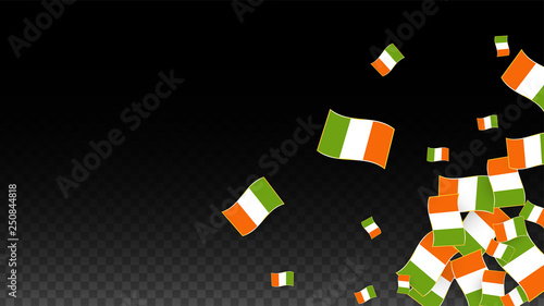Vector Irish National Background. Saint Patrick Day Poster for Pub Party. 17 March Symbol Illustration.  Flag of Ireland. Eire Banner about Tourism. Eire Island. Celtic Flag. Tourist Dublin Post Card.