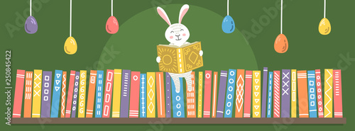 Easter bunny reading book