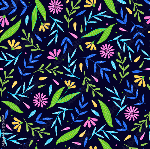 seamless repeated pattern with abstract flowers. Spring theme