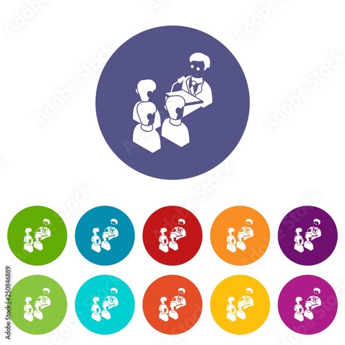 Election speak conference icons color set vector for any web design on white background