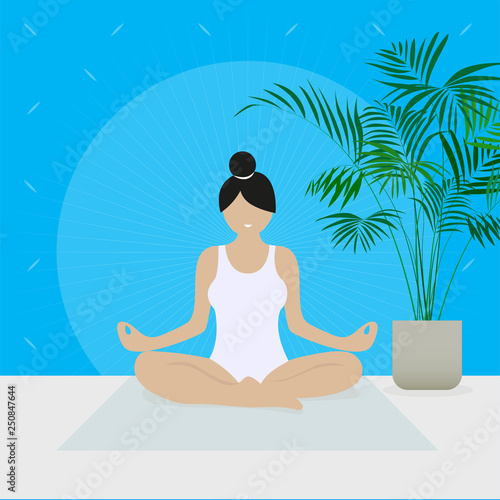 Wallpaper Mural illustration of a woman practicing yoga Torontodigital.ca