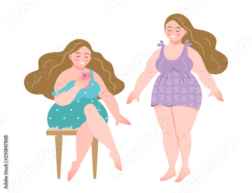 Cute girl vector illustration.