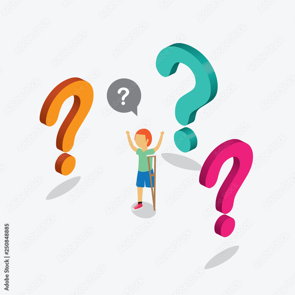 disability child standing with question mark disability child standing with question mark