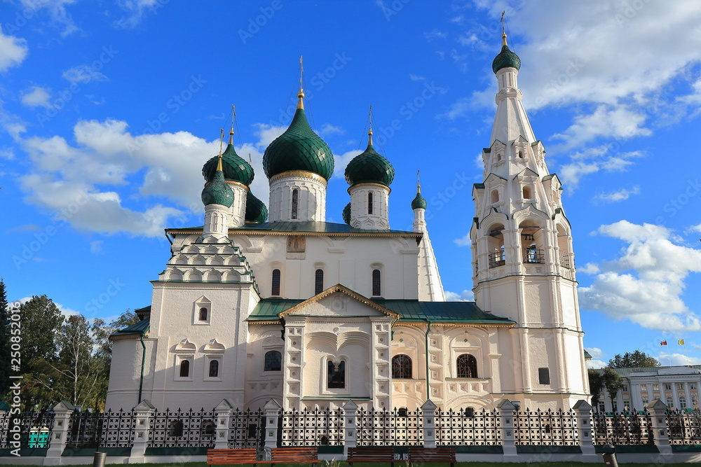 Orthodox cathedral on a background of blue sky on a sunny day.