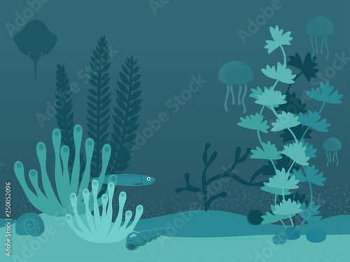 underwater sea life landscape vector illustration