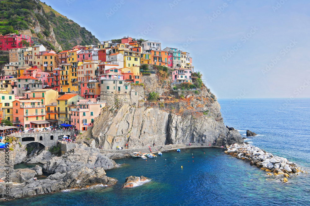 Manarola, small town in province La Spezia, Liguria, northern Italy. It is the second smallest of famous Cinque Terre.