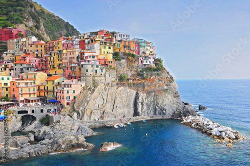Manarola, small town in province La Spezia, Liguria, northern Italy. It is the second smallest of famous Cinque Terre.