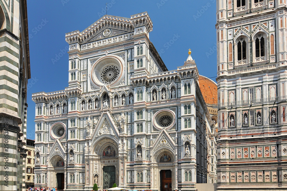 Florence, Italy. Cathedral of Santa Maria del Fiore, or The Duomo, seen from the Piazza San Giovanni.
