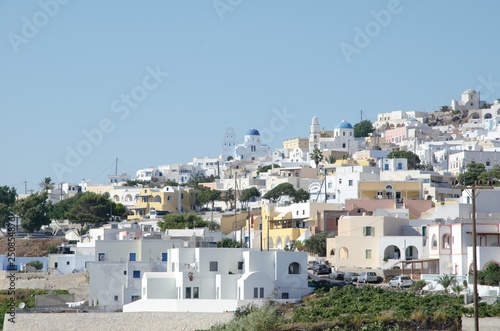Typical white Greek village build on a Mediterranean mountain 