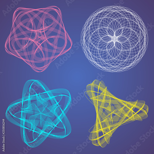 A set of spiral lines for background. Mathematical spiral lines. Vector EPS 10