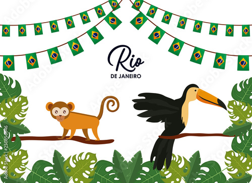carnival rio janeiro card with exotics animals