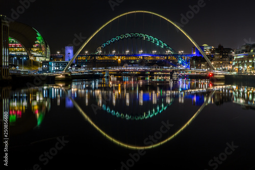 The bridges over the river Tyne at night in Newcastle, England © Paul Jackson
