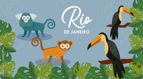 carnival rio janeiro card with exotics animals