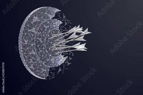 Abstract image of a Target in the form of a starry sky or space, consisting of points, lines, and shapes in the form of planets, stars and the universe. Vector business